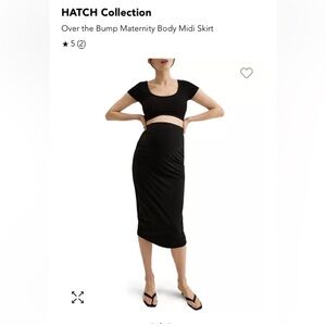 Hatch Black Maternity Over-the-Bump Body Midi Skirt